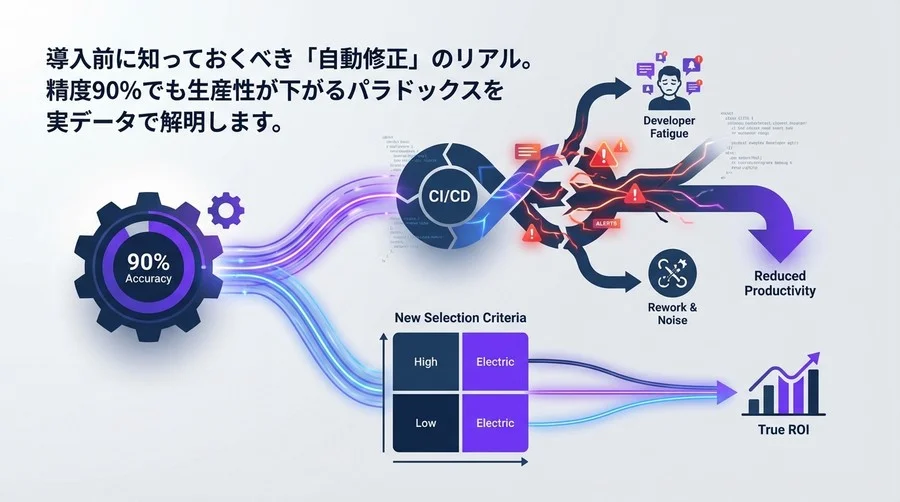 AI自動修正の罠：精度90%でも開発効率が下がるパラドックスと選定の新基準