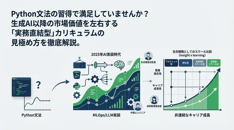 Python文法で止まるな。2025年AI実装時代に選ぶべき「生存戦略としてのスクール」比較