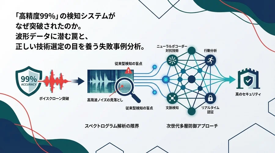 「検知率99%」が突破された理由：ボイスクローン検知の失敗事例とスペクトログラム解析の限界