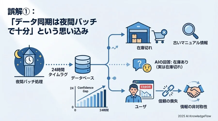 誤解①：「データ同期は夜間バッチで十分」という思い込み - Section Image