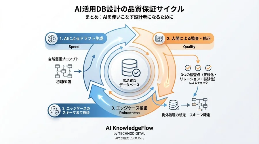 AI提案のER図を鵜呑みにしない：初心者が失敗しないためのデータベース設計レビュー術と3つの監査ポイント - Conclusion Image