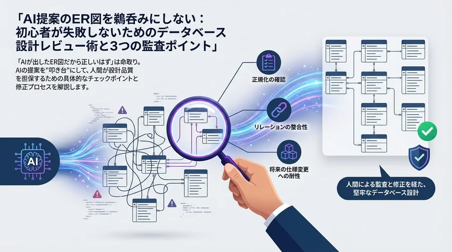 AI提案のER図を鵜呑みにしない：初心者が失敗しないためのデータベース設計レビュー術と3つの監査ポイント