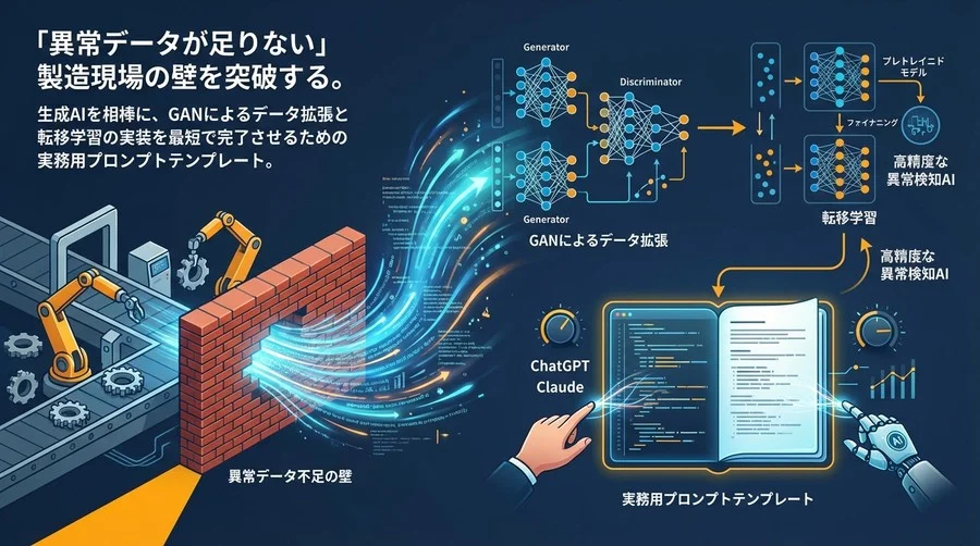 製造業AI開発の壁「異常データ不足」を突破する。GAN実装と転移学習を最短完了させるプロンプト集