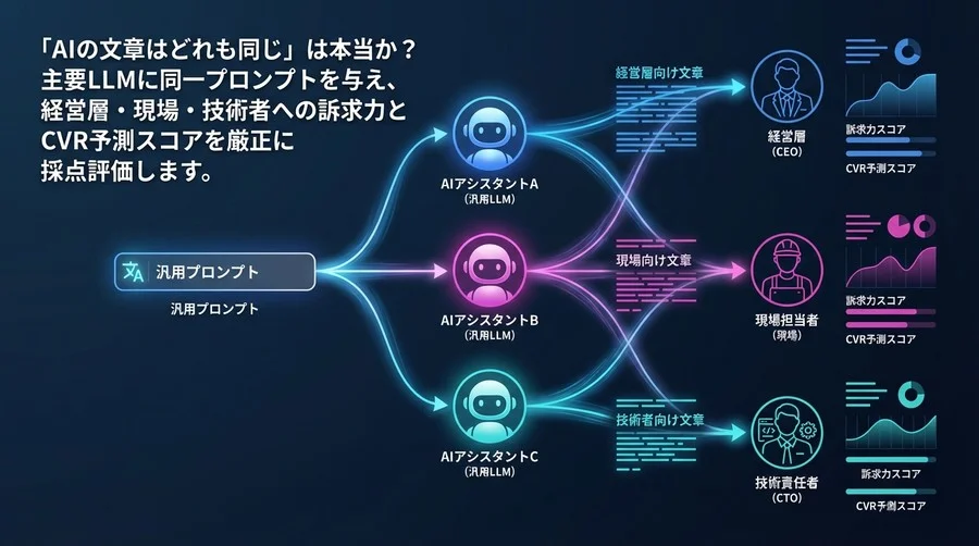「AIの文章はどれも同じ」は本当か？ChatGPT・Claude 3.5・GeminiによるCEO/CTO/現場への書き分け完全比較テスト