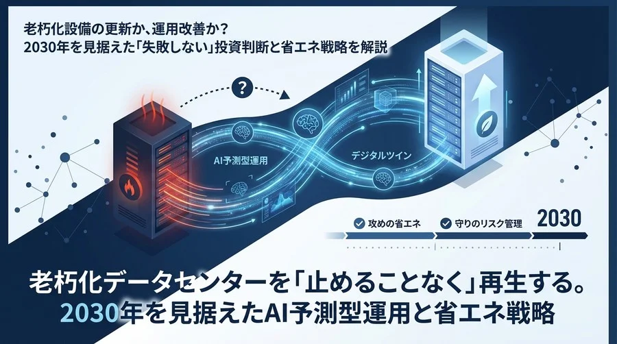 老朽化データセンターを「止めることなく」再生する。2030年を見据えたAI予測型運用と省エネ戦略