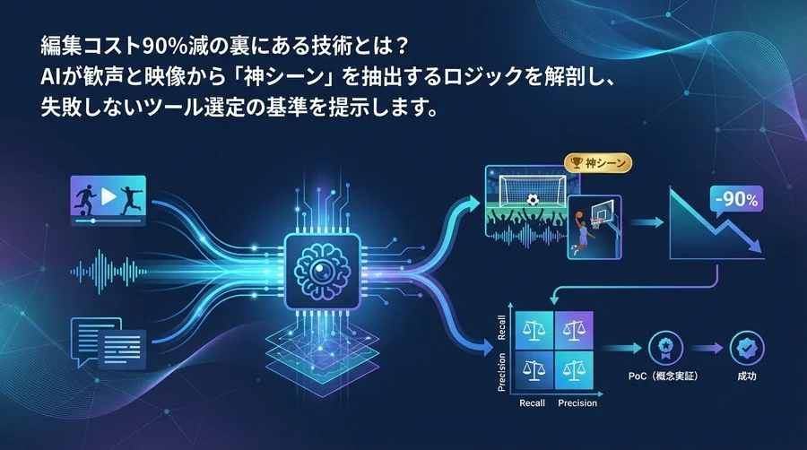 編集コスト90%減の裏側：スポーツ中継AIダイジェストの「神シーン」判定ロジックと失敗しない選定基準