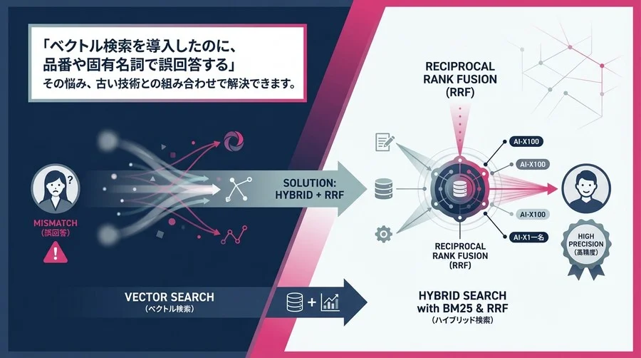 ベクトル検索の精度不足をBM25で救う：RAG実務におけるハイブリッド検索とRRF実装戦略