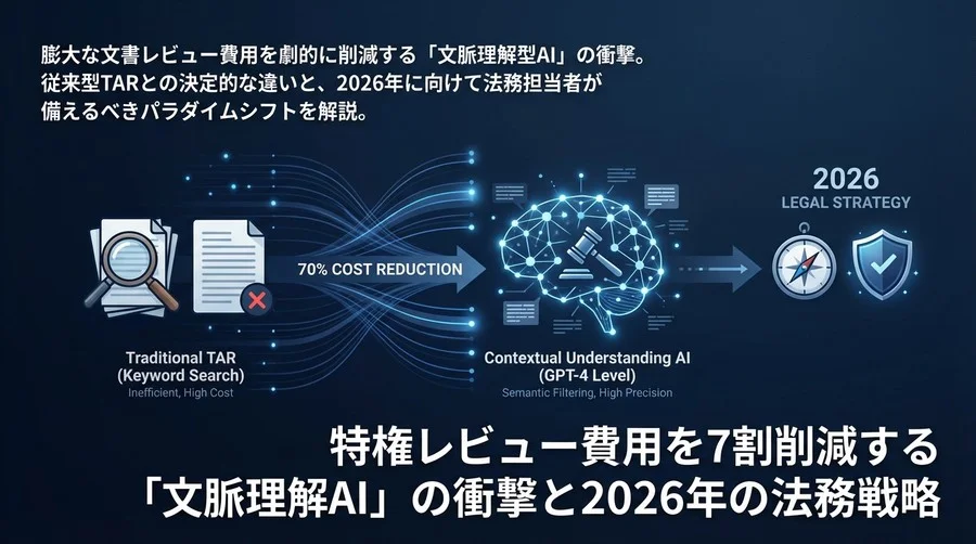 特権レビュー費用を7割削減する「文脈理解AI」の衝撃と2026年の法務戦略