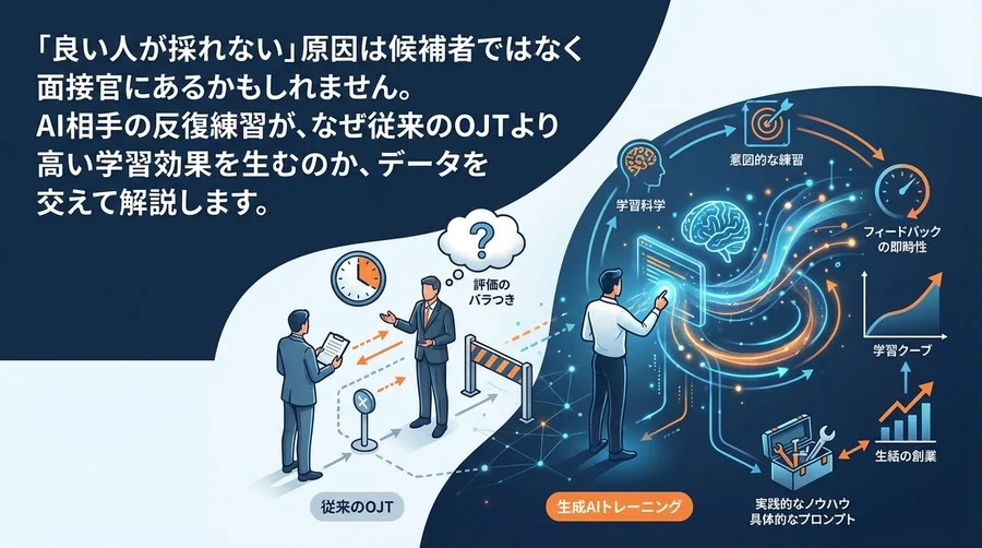 面接官トレーニングを変革する生成AI：人間相手のOJTより学習効果が高い科学的理由