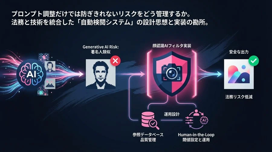 生成AIのパブリシティ権侵害を防ぐ「顔認識AIフィルタ」実装と運用設計