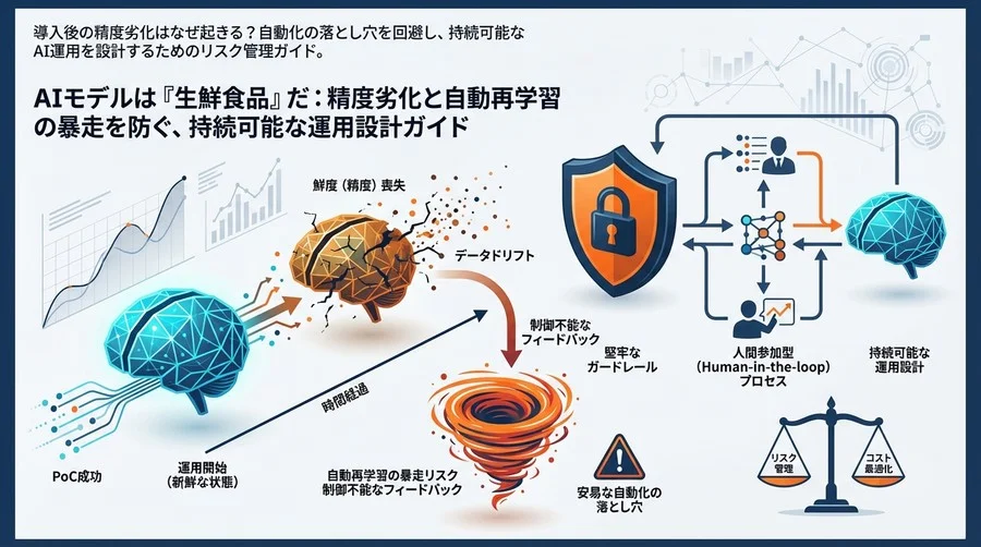 AIモデルは「生鮮食品」だ：精度劣化と自動再学習の暴走を防ぐ、持続可能な運用設計ガイド