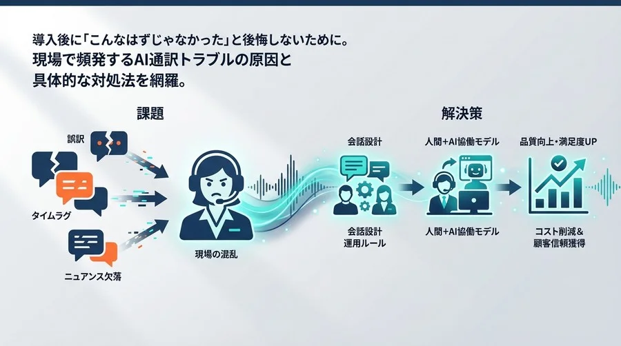 AI通訳の導入失敗は「運用」で防げる。誤訳・タイムラグをカバーするコールセンター現場の会話設計術