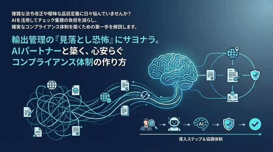 輸出管理の『見落とし恐怖』にサヨナラ。AIパートナーと築く、心安らぐコンプライアンス体制の作り方