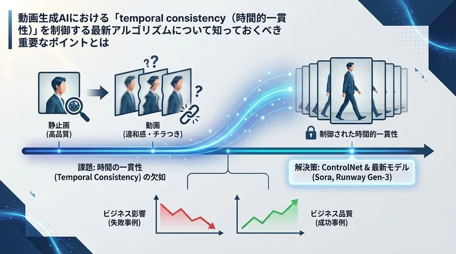 動画生成AIの「時間的一貫性」を制御せよ：ビジネス動画の品質を左右する技術的評価基準と導入の正解