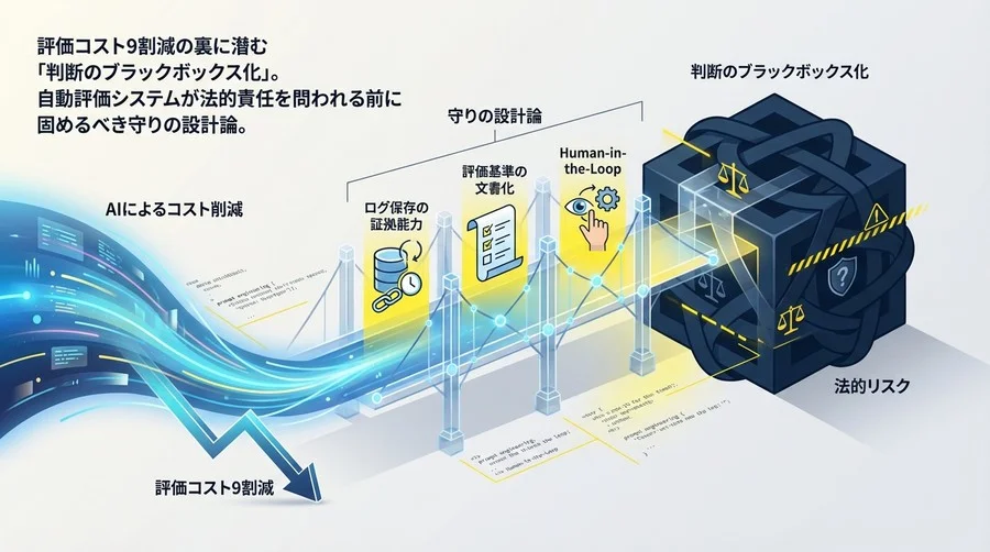 評価コスト9割減の代償？LLM自動評価が法務リスクになる前に固める「守りの設計論」