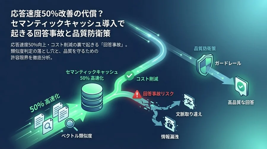 応答速度50%改善の代償？セマンティックキャッシュ導入で起きる回答事故と品質防衛策