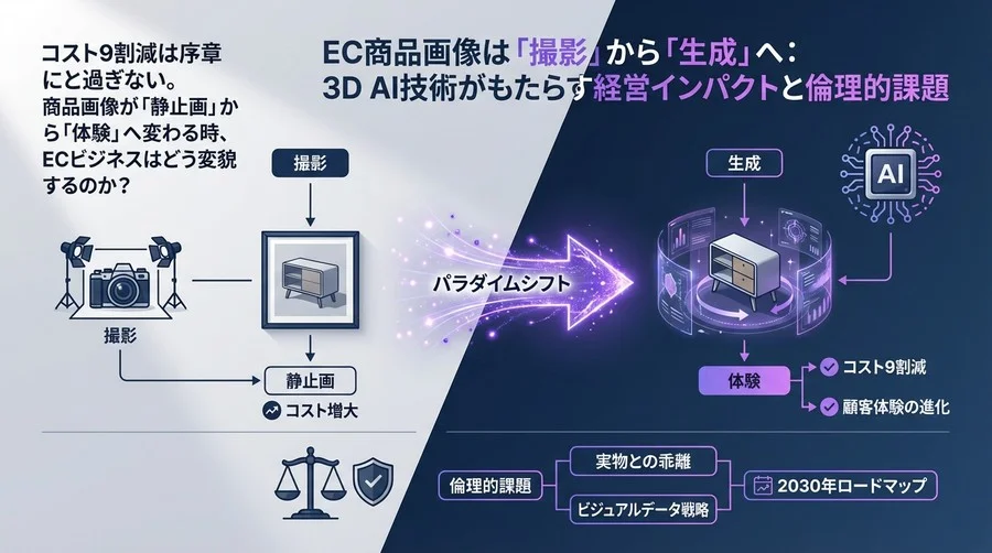 EC商品画像は「撮影」から「生成」へ：3D AI技術がもたらす経営インパクトと倫理的課題