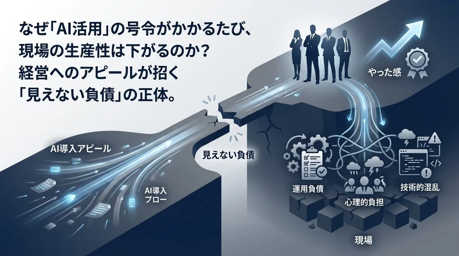 AI導入アピールが現場を壊す？経営層の「やった感」が生む見えない負債と解消策