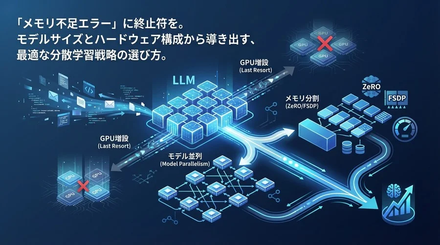 GPU増設は最終手段。モデル並列とメモリ分割で挑む、LLM分散学習の最適解とアーキテクチャ設計論