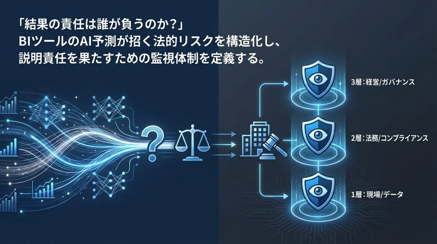 BIのAI予測、責任は誰に？法務が主導する「3層監視」ガバナンス構築論