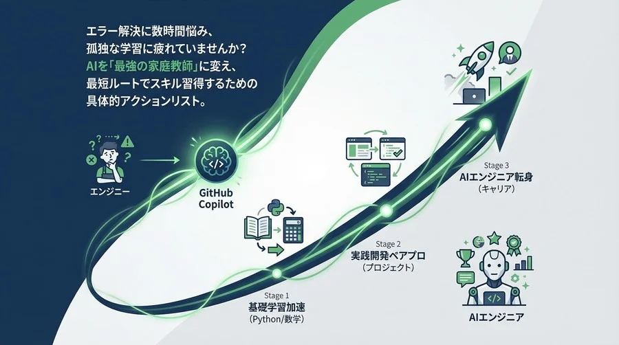 AIエンジニア転身への最短距離！GitHub Copilotを「専属メンター」にして独学の壁を突破する学習ロードマップ