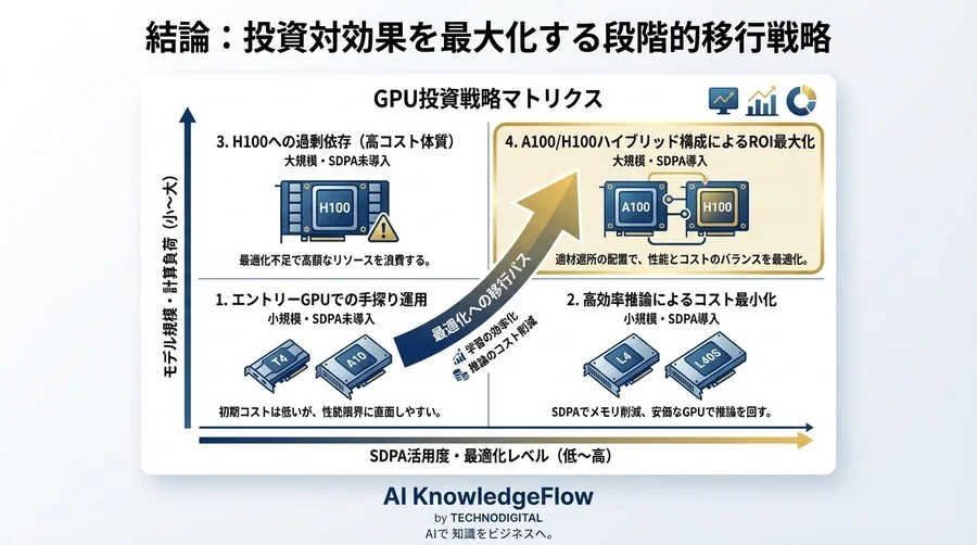 PyTorch 2.0 SDPA時代のGPU選定論：H100一択思考を捨て、メモリ階層から導くコスト最適解 - Conclusion Image