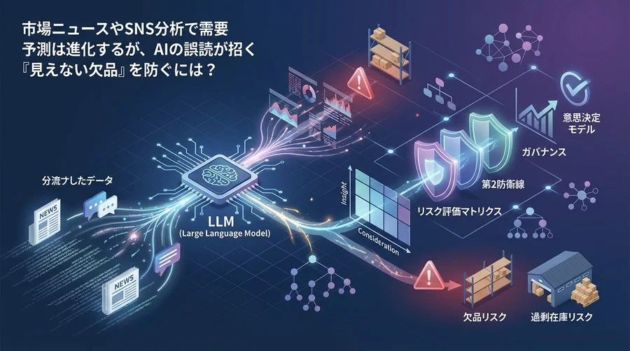 市場の空気を読むAI、読めないリスク。SCMにおけるLLM導入の「防衛線」と意思決定モデル