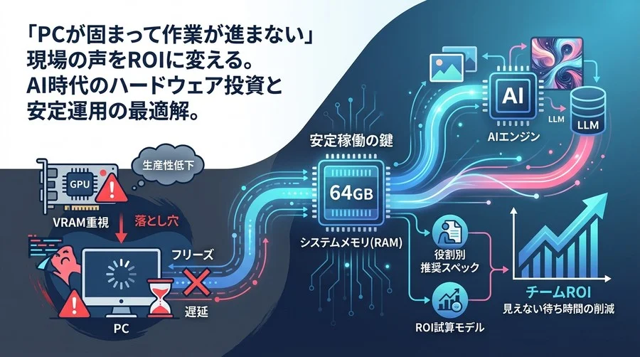 画像生成AI時代のPC投資戦略：VRAM重視の落とし穴と「メモリ64GB」がもたらすチームROIの正体