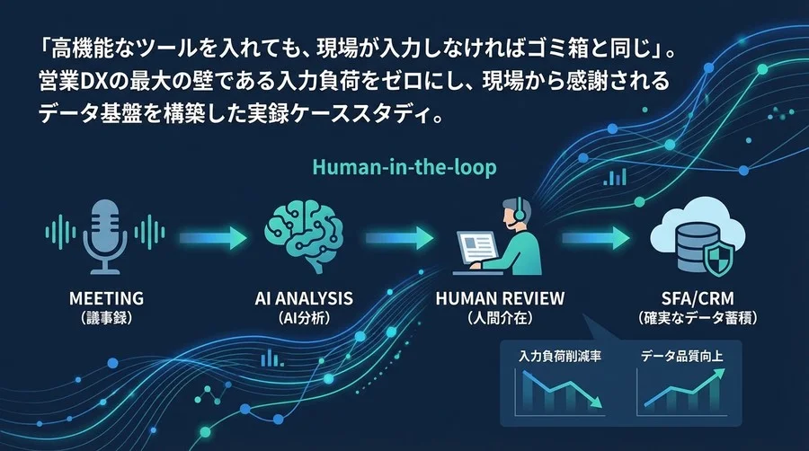 SFA入力自動化の落とし穴：議事録AI連携で現場を疲弊させない「人間介在型」構築の全貌