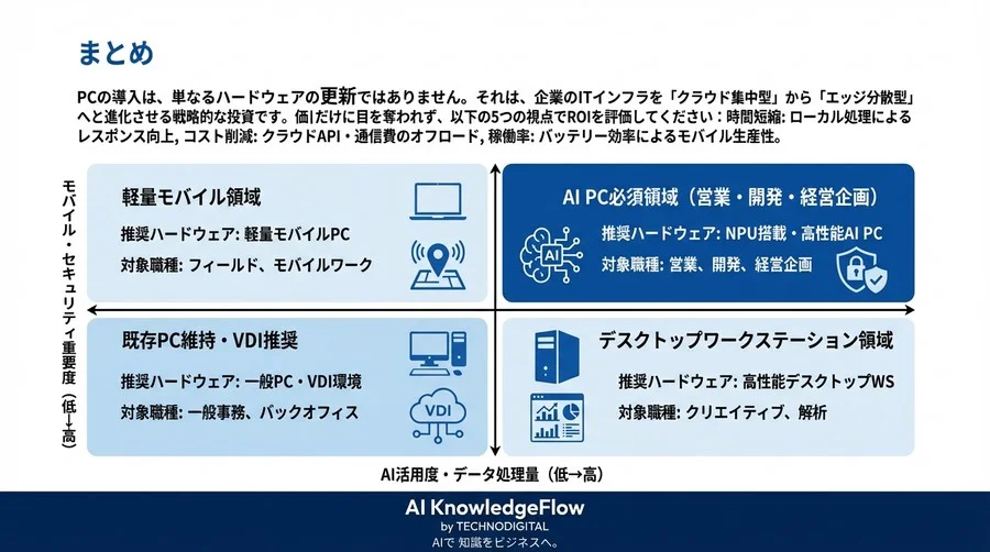 AI PC導入の「投資対効果」を完全解剖：NPU搭載機がもたらす5つの定量的ビジネスメリットとROI試算モデル - Conclusion Image
