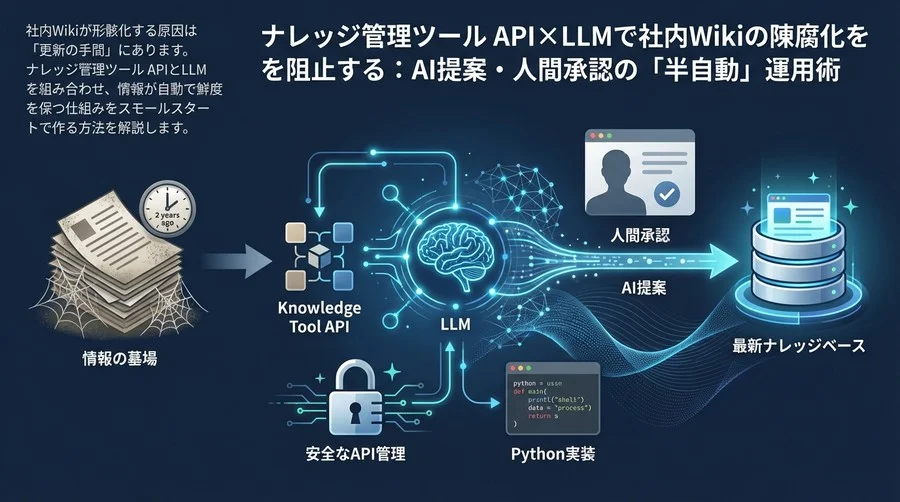 Notion API×LLMで社内Wikiの陳腐化を阻止する：AI提案・人間承認の「半自動」運用術