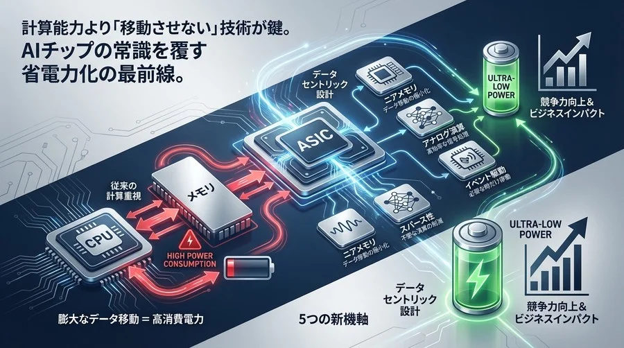 計算能力より「移動させない」技術へ。エッジAIの常識を覆す超低消費電力ASICの5つの新機軸