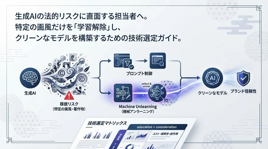 生成AIの「画風」リスクを制御する：特定スタイル除外技術の選定とMachine Unlearning実装ガイド