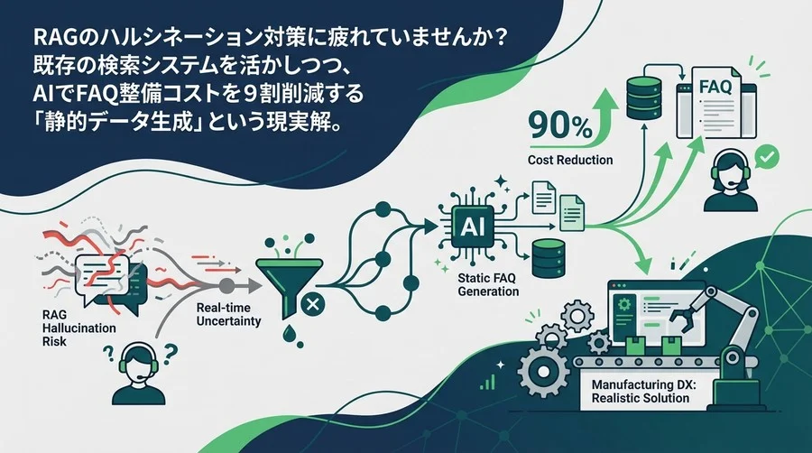 RAGの幻覚を排除せよ：AIによる「静的FAQ生成」こそが製造業DXの現実解