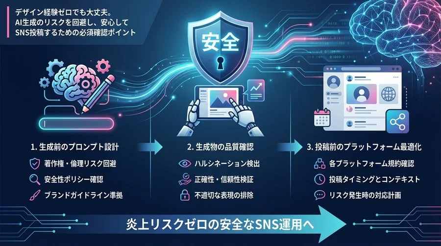 SNS担当者が知るべきAI画像生成の「守りの鉄則」：炎上リスクゼロを目指す3段階チェックリスト