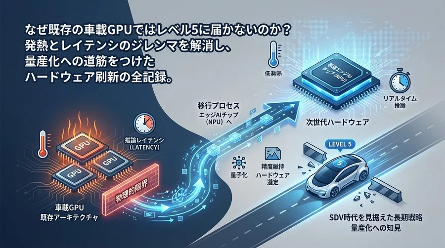 レベル5自動運転の壁「熱と遅延」を突破する：エッジAIチップ移行の実践録とハードウェア選定の全貌