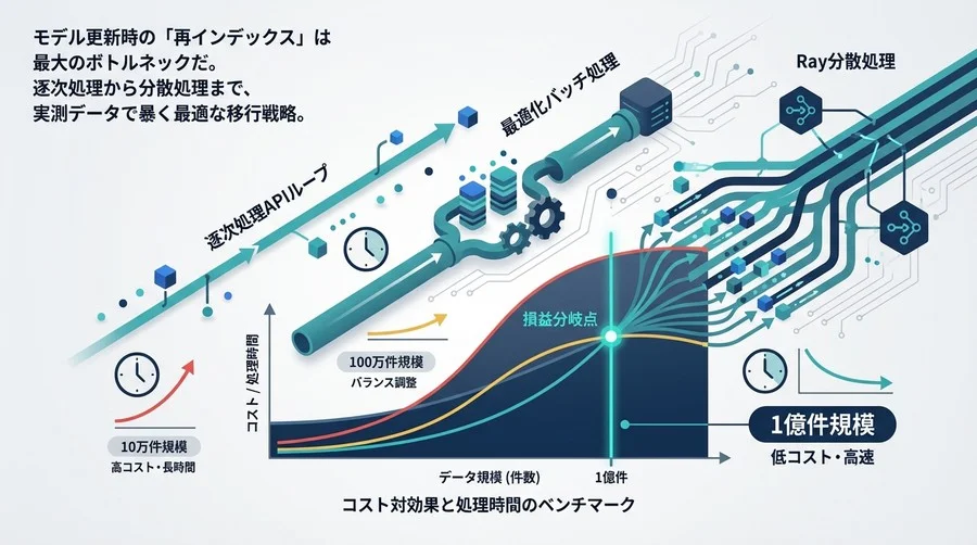ベクトルDB再インデックスの損益分岐点：1億件規模で検証する3つの移行パイプラインとコスト対効果