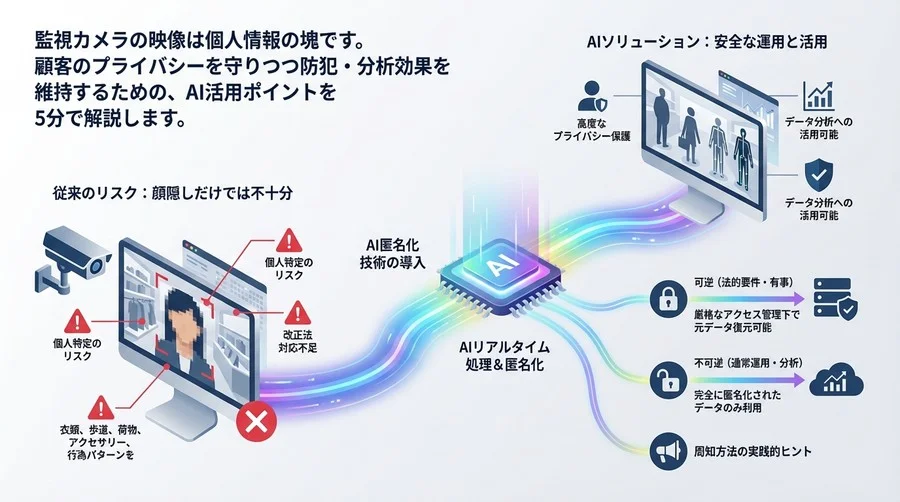 店舗オーナー必読！監視カメラの「顔隠し」だけでは防げないリスクとAI匿名化技術の活用法