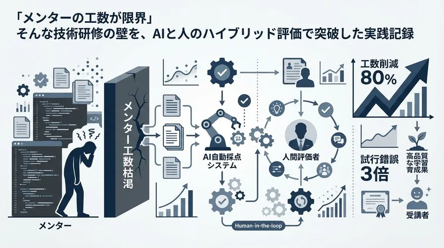 MLOps研修の「メンター工数枯渇」を救う、AI自動採点と人間評価のハイブリッド運用術