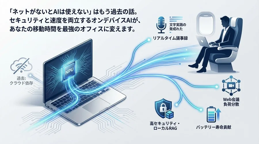 AI PCで変わる移動時間の価値：ネット不要・高セキュリティなオンデバイスAI活用術