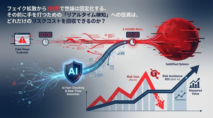 選挙戦のAIファクトチェック投資対効果：フェイク拡散「2時間の壁」とリスク回避ROIの算出モデル