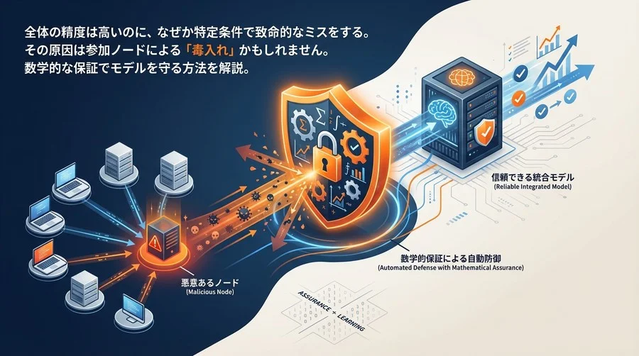 分散学習のバックドア攻撃対策：数学的保証でモデルを自動防御する方法
