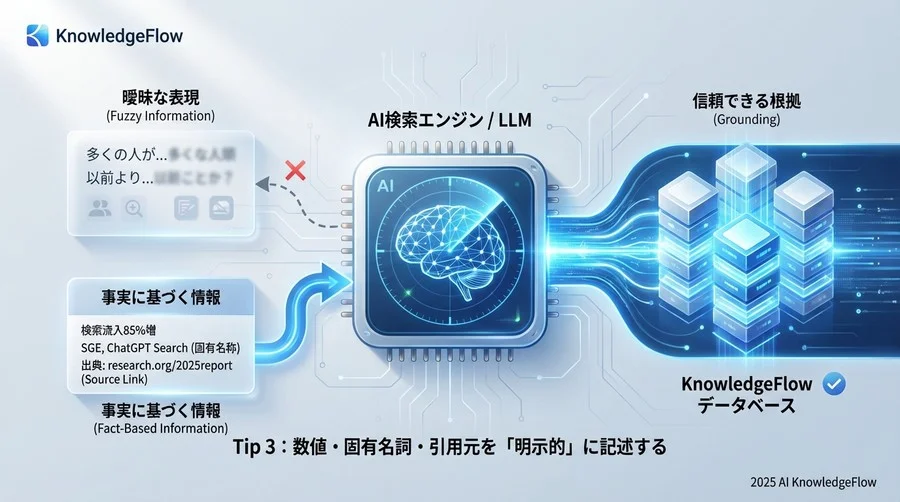 Tip 3：数値・固有名詞・引用元を「明示的」に記述する - Section Image