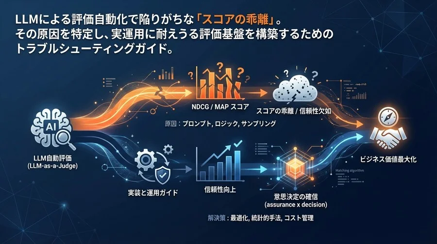 LLMによる検索評価NDCG/MAPの「数値がズレる」を解決する｜自動計算の信頼性を高める実装と運用ガイド