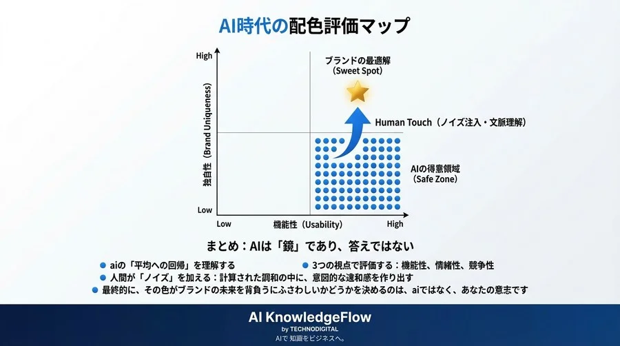 生成AIの配色はなぜ「平均点」止まりなのか？ロゴデザインの価値を最大化する色彩評価の3つの審美眼 - Conclusion Image