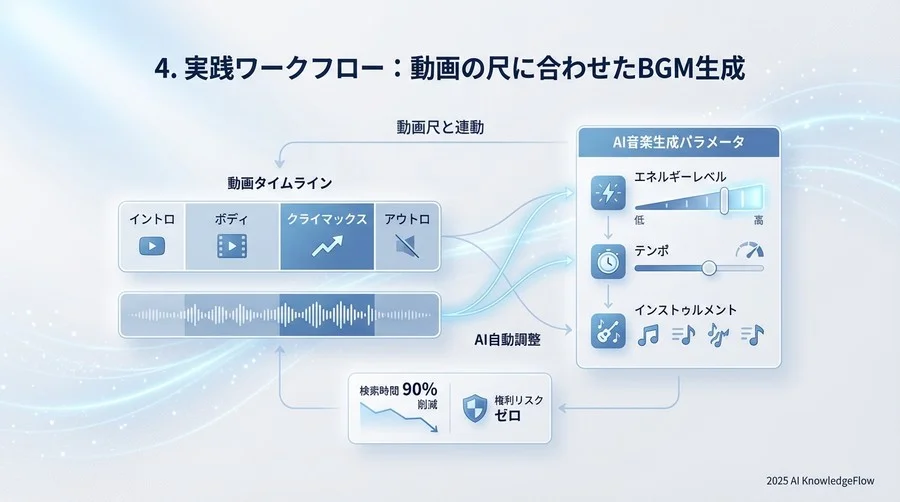 4. 実践ワークフロー：動画の尺に合わせたBGM生成 - Section Image