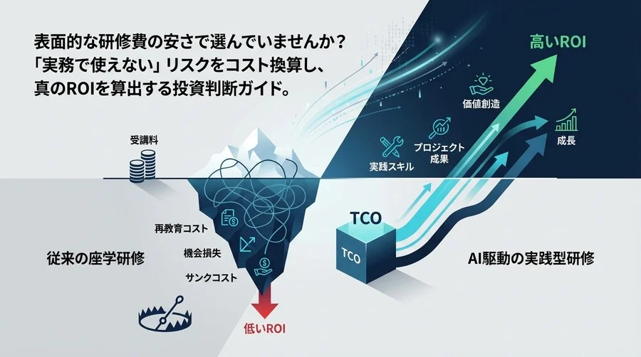 AI研修の「安さ」は罠だ。TCOとROIで算出する、実務で失敗しないための投資対効果ガイド