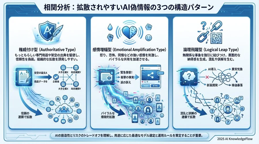 相関分析：拡散されやすいAI偽情報の3つの構造パターン - Section Image 3