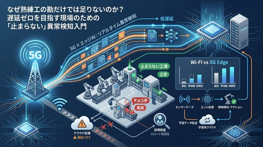 なぜWi-Fiではダメなのか？5G×エッジAIで実現する「止まらない工場」異常検知の急所