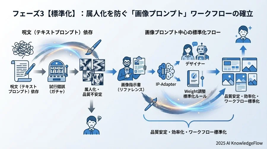 フェーズ3【標準化】：属人化を防ぐ「画像プロンプト」ワークフローの確立 - Section Image